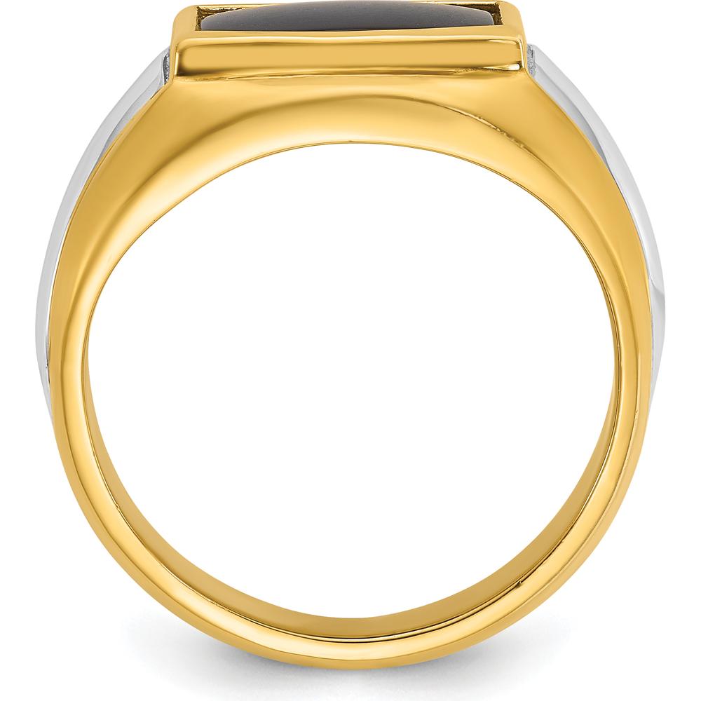 10K Two-Tone Men's Onyx Square Ring with Polished Finish by IBGoodman