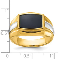 10K Two-Tone Men's Onyx Square Ring with Polished Finish by IBGoodman
