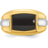 10K Two-Tone Men's Onyx Square Ring with Polished Finish by IBGoodman