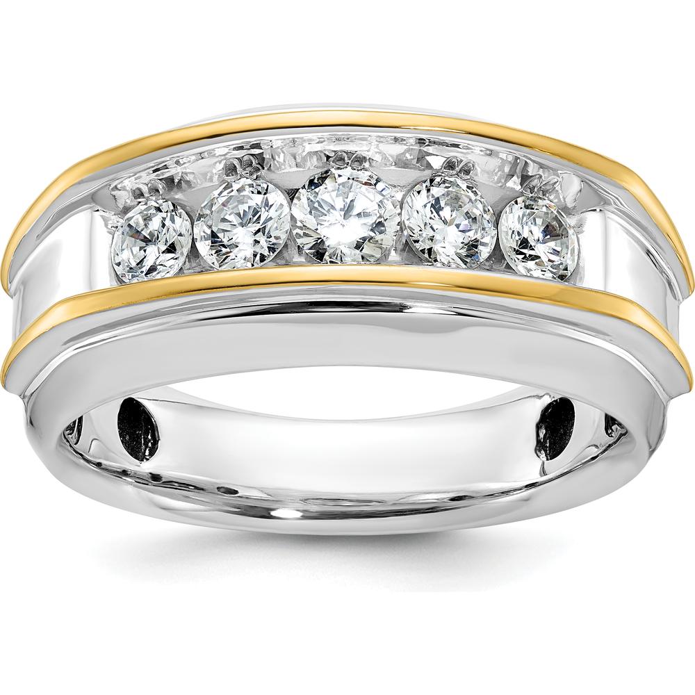 10K Two-Tone Men's Polished 5-Stone Diamond Ring - 1 Carat Total Diamond Weight by IBGoodman