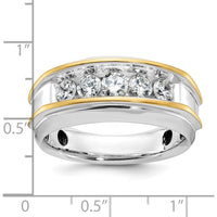10K Two-Tone Men's Polished 5-Stone Diamond Ring - 1 Carat Total Diamond Weight by IBGoodman
