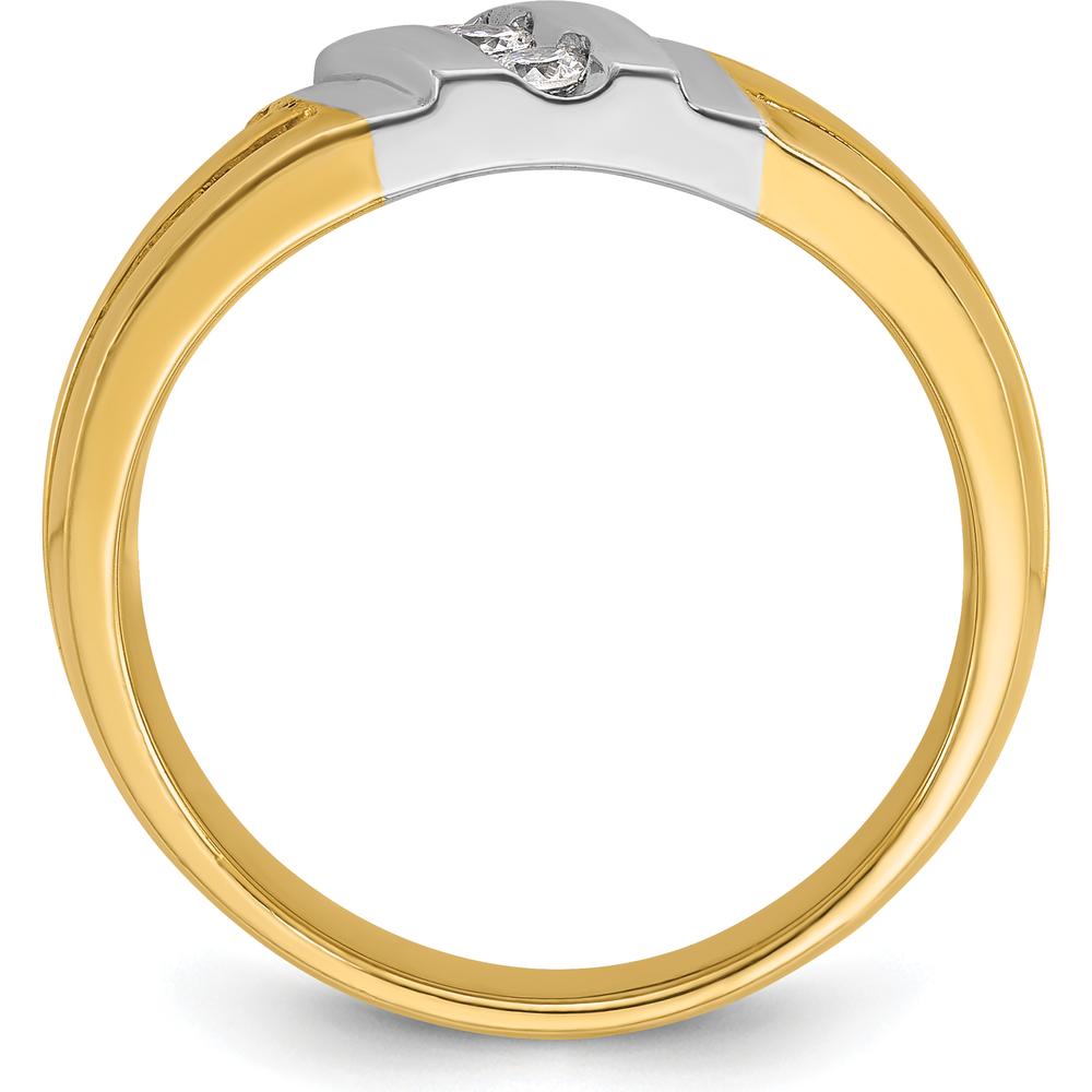 10K Two-Tone Men's Polished and Grooved 3-Stone Diamond Ring - 1/5 Carat Total Diamond Weight by IBGoodman