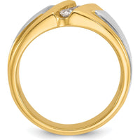 10K Two-Tone Men's Polished and Satin 3-Stone Diamond Ring - 0.09 Carats Total Diamond Weight by IBGoodman