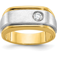 10K Two-Tone Men's Polished and Satin Diamond Ring with 0.25 Carats Round Diamond by IBGoodman