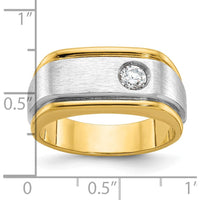 10K Two-Tone Men's Polished and Satin Diamond Ring with 0.25 Carats Round Diamond by IBGoodman