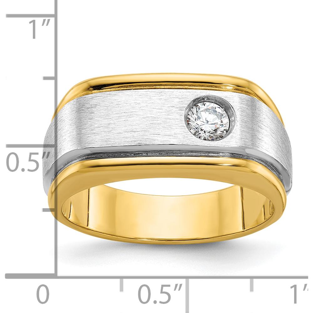 10K Two-Tone Men's Polished and Satin Diamond Ring with 0.25 Carats Round Diamond by IBGoodman