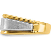 10K Two-Tone Men's Polished and Satin Diamond Ring with 0.25 Carats Round Diamond by IBGoodman