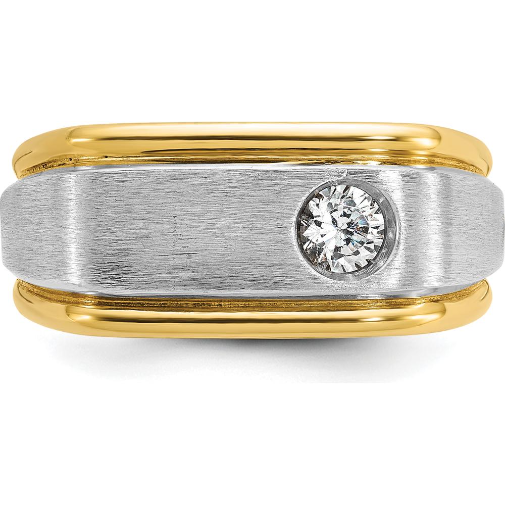 10K Two-Tone Men's Polished and Satin Diamond Ring with 0.25 Carats Round Diamond by IBGoodman