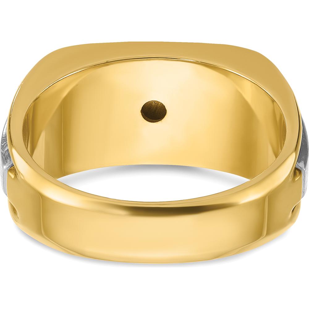 10K Two-Tone Men's Polished and Satin Diamond Ring with 0.25 Carats Round Diamond by IBGoodman