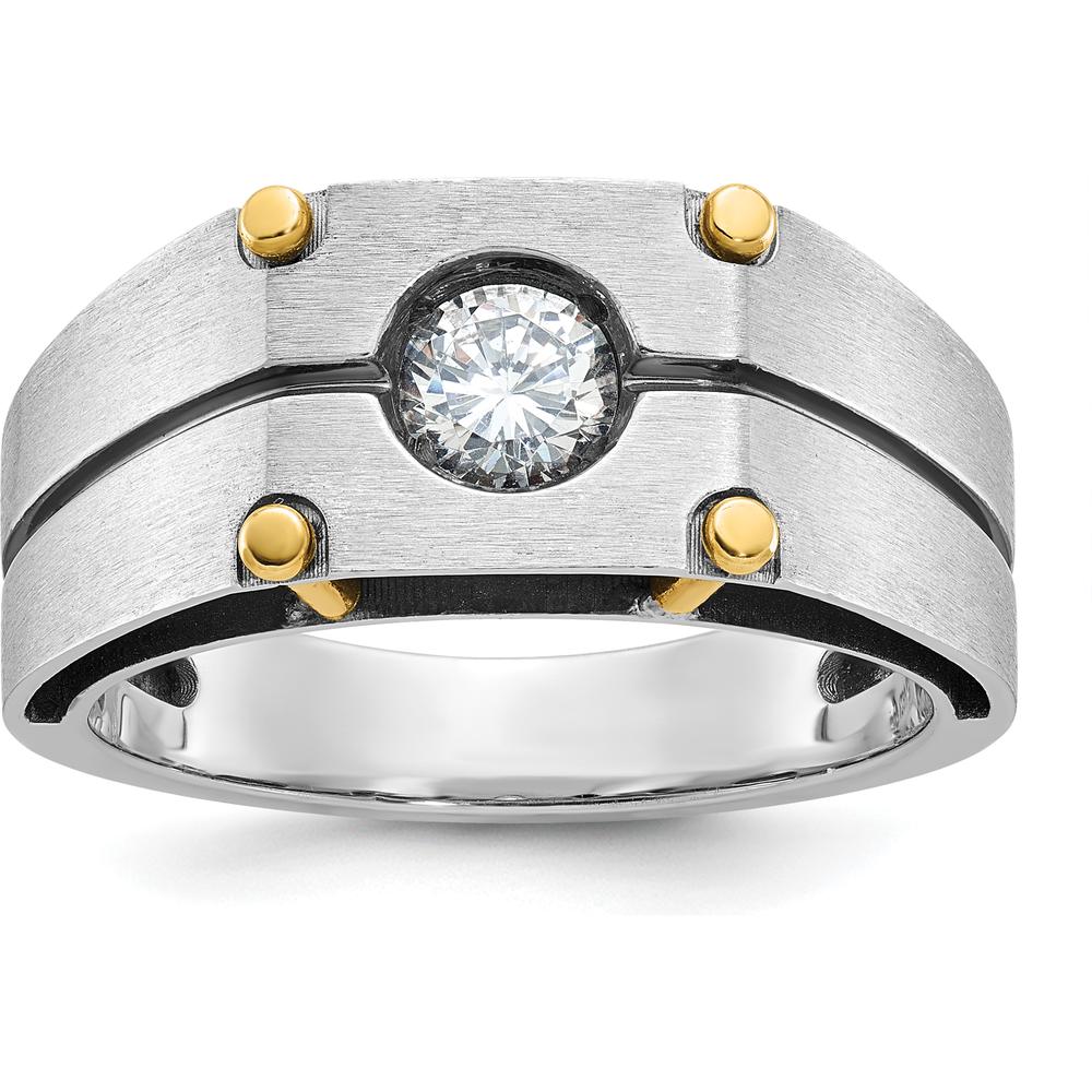 10K Two-Tone Men's Polished and Satin Diamond Ring with Round Diamond - 0.5 Carats Total Diamond Weight by IBGoodman