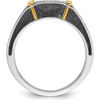 10K Two-Tone Men's Polished and Satin Diamond Ring with Round Diamond - 0.5 Carats Total Diamond Weight by IBGoodman