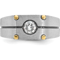 10K Two-Tone Men's Polished and Satin Diamond Ring with Round Diamond - 0.5 Carats Total Diamond Weight by IBGoodman
