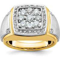 10K Two-Tone Men's Polished and Satin Square Cluster Ring by IBGoodman