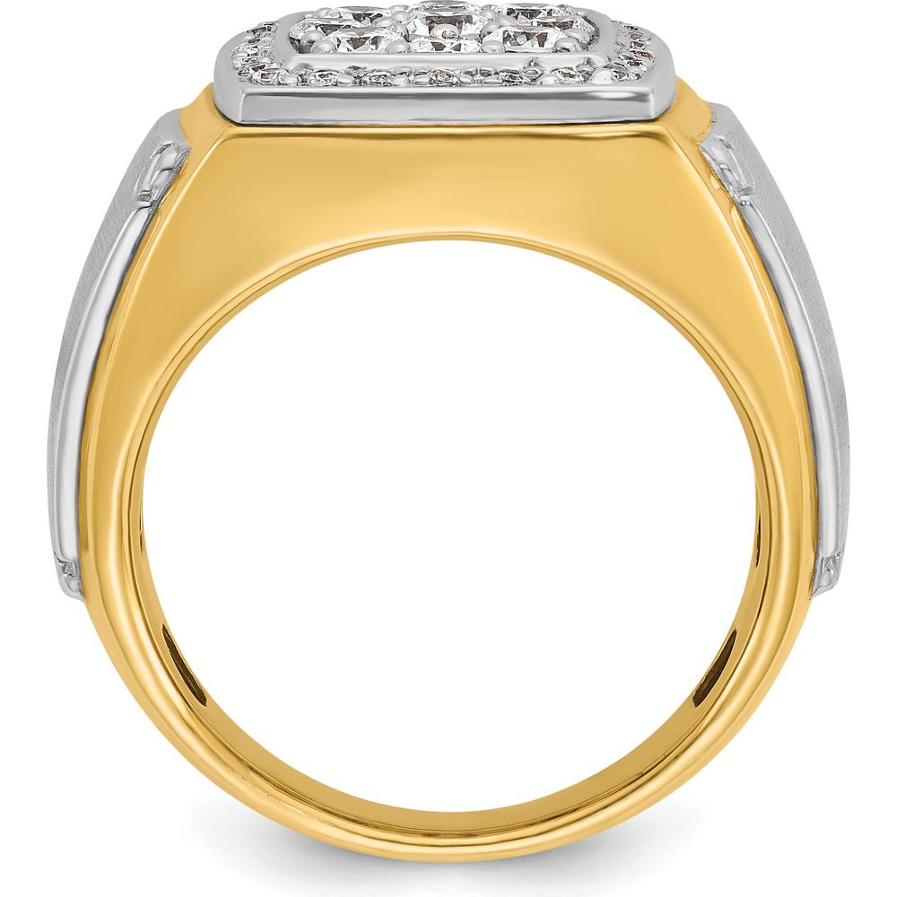 10K Two-Tone Men's Polished and Satin Square Cluster Ring by IBGoodman