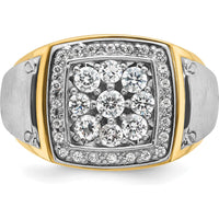 10K Two-Tone Men's Polished and Satin Square Cluster Ring by IBGoodman
