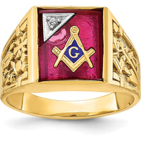 10K Two-Tone Men's Polished and Textured Blue Lodge Master Masonic Ring by IBGoodman