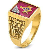 10K Two-Tone Men's Polished and Textured Blue Lodge Master Masonic Ring by IBGoodman