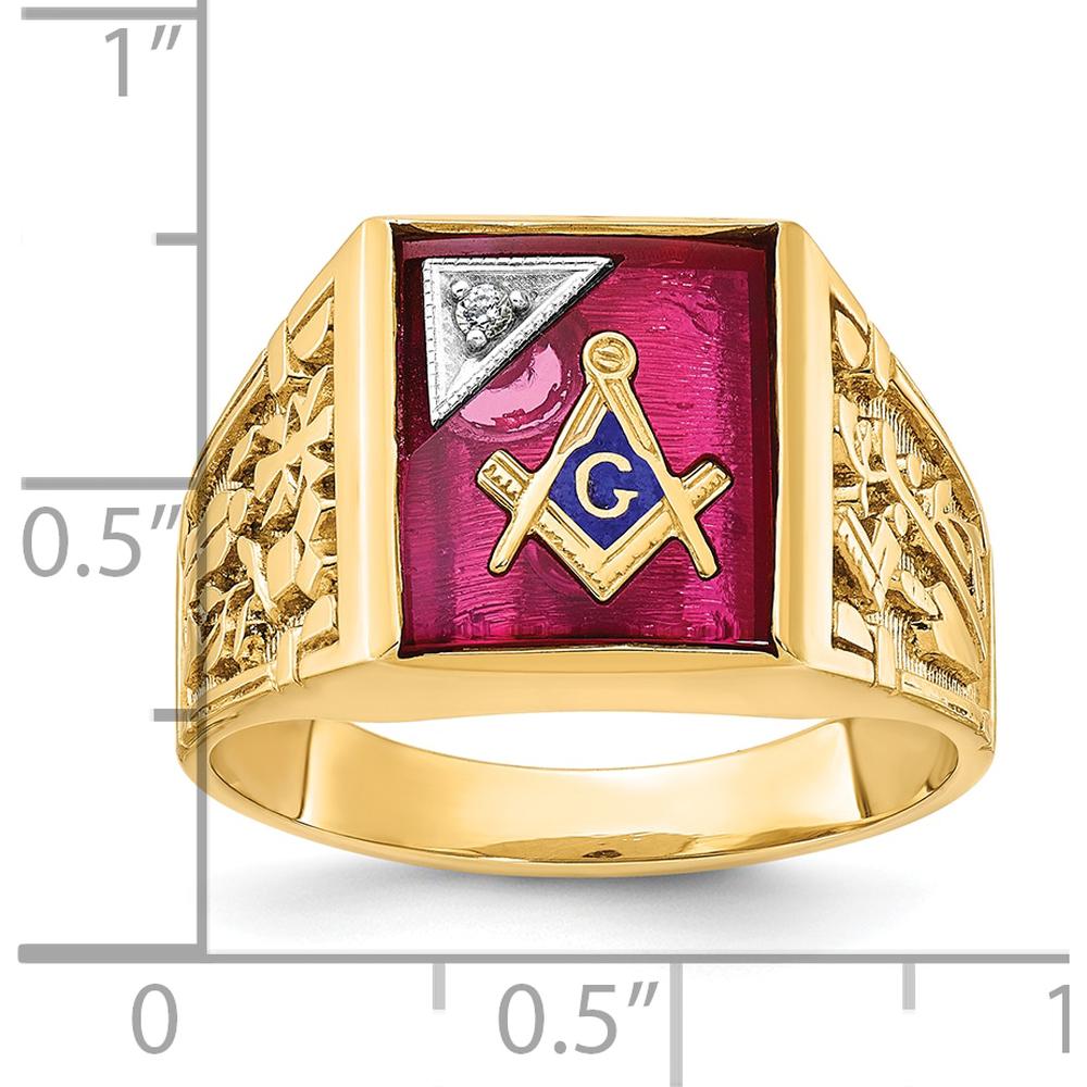 10K Two-Tone Men's Polished and Textured Blue Lodge Master Masonic Ring by IBGoodman