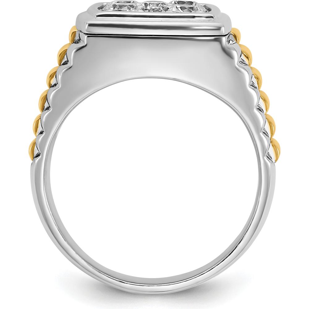10K Two-Tone Men's Polished and Textured Diamond Cluster Ring with 1 Carat of Round Brilliant Diamonds by IBGoodman