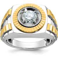 10K Two-Tone Men's Polished and Textured Gold Ring - Luxury Modern Design by IBGoodman