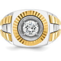 10K Two-Tone Men's Polished and Textured Gold Ring - Luxury Modern Design by IBGoodman