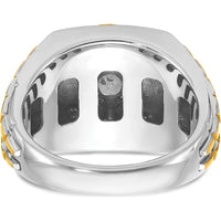 10K Two-Tone Men's Polished and Textured Gold Ring - Luxury Modern Design by IBGoodman