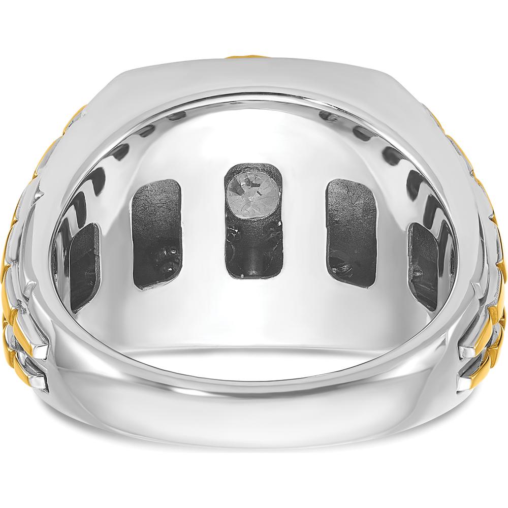 10K Two-Tone Men's Polished and Textured Gold Ring - Luxury Modern Design by IBGoodman
