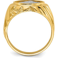 10K Two-Tone Men's Polished and Textured Masonic Ring with Masonic Symbol