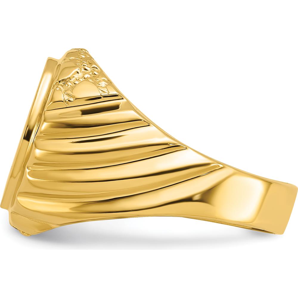 10K Two-Tone Men's Polished and Textured Masonic Ring with Masonic Symbol