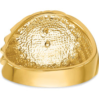 10K Two-Tone Men's Polished and Textured Masonic Ring with Masonic Symbol