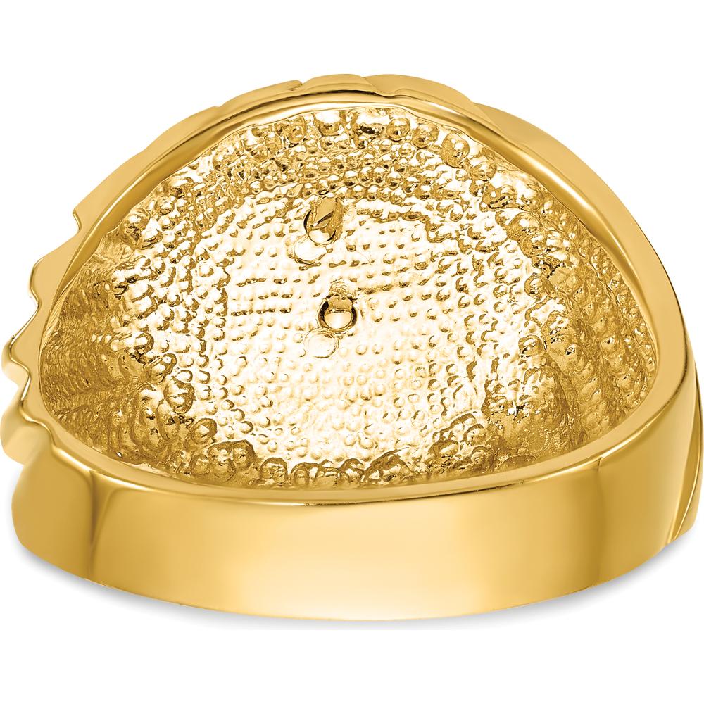 10K Two-Tone Men's Polished and Textured Masonic Ring with Masonic Symbol