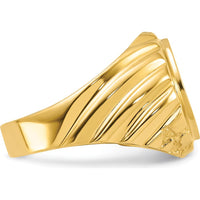 10K Two-Tone Men's Polished and Textured Masonic Ring with Masonic Symbol