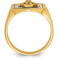 10K Two-Tone Men's Polished and Textured Sun Ray Lodge Master Masonic Ring - 15.7mm Band Width by IBGoodman