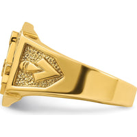 10K Two-Tone Men's Polished and Textured Sun Ray Lodge Master Masonic Ring - 15.7mm Band Width by IBGoodman
