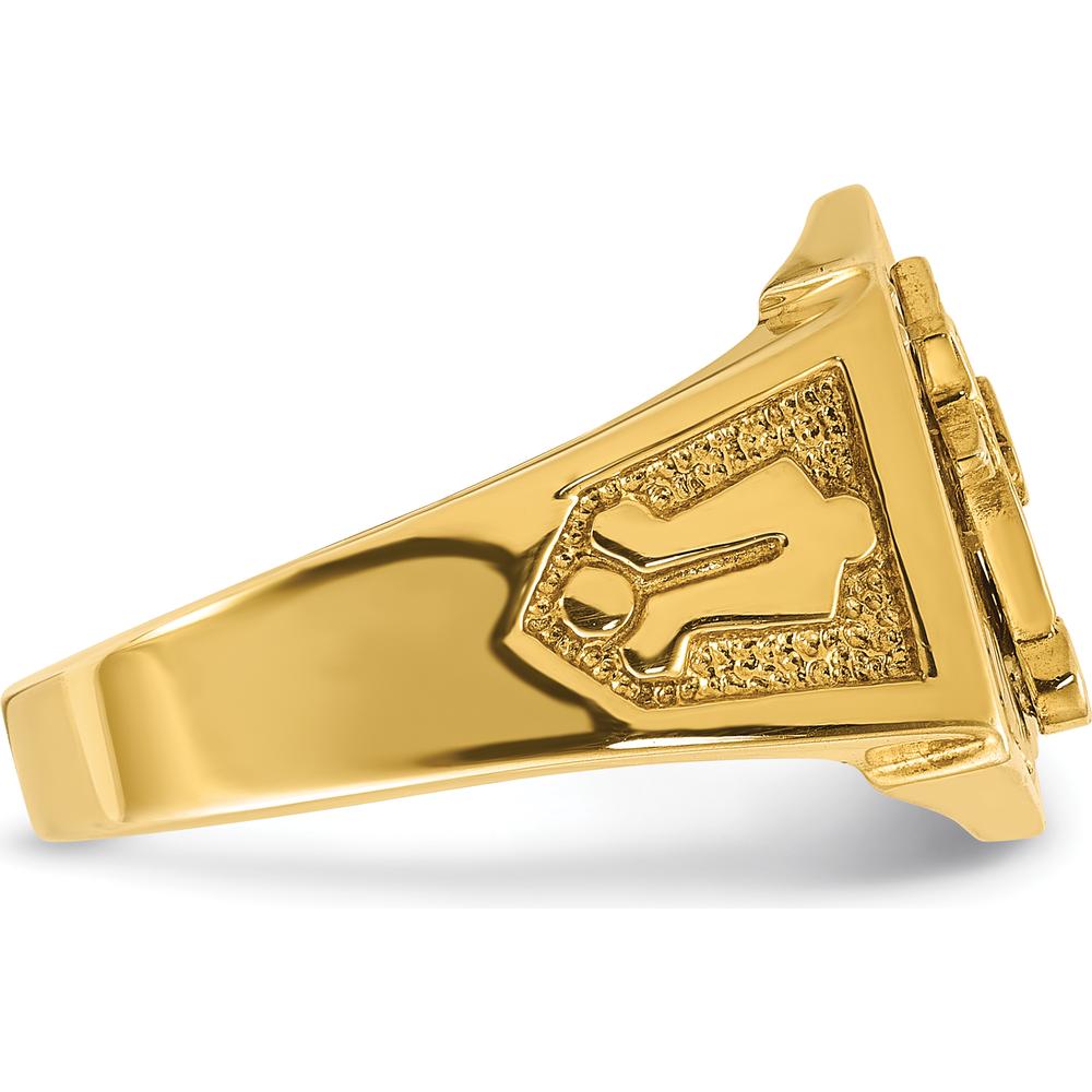 10K Two-Tone Men's Polished and Textured Sun Ray Lodge Master Masonic Ring - 15.7mm Band Width by IBGoodman