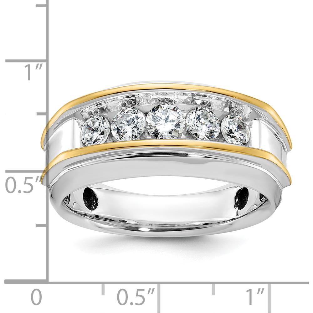 10K Two-Tone Men's Polished Band Ring with 5 Stones - Timeless Design by IBGoodman