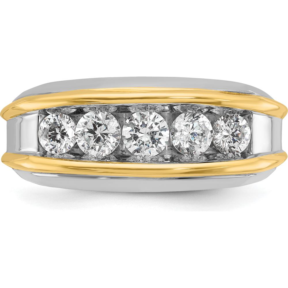 10K Two-Tone Men's Polished Band Ring with 5 Stones - Timeless Design by IBGoodman