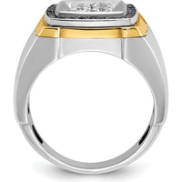 10K Two-Tone Men's Polished Square Cluster Ring with Black and White Diamonds - 3/4 Carats Total Diamond Weight by IBGoodman