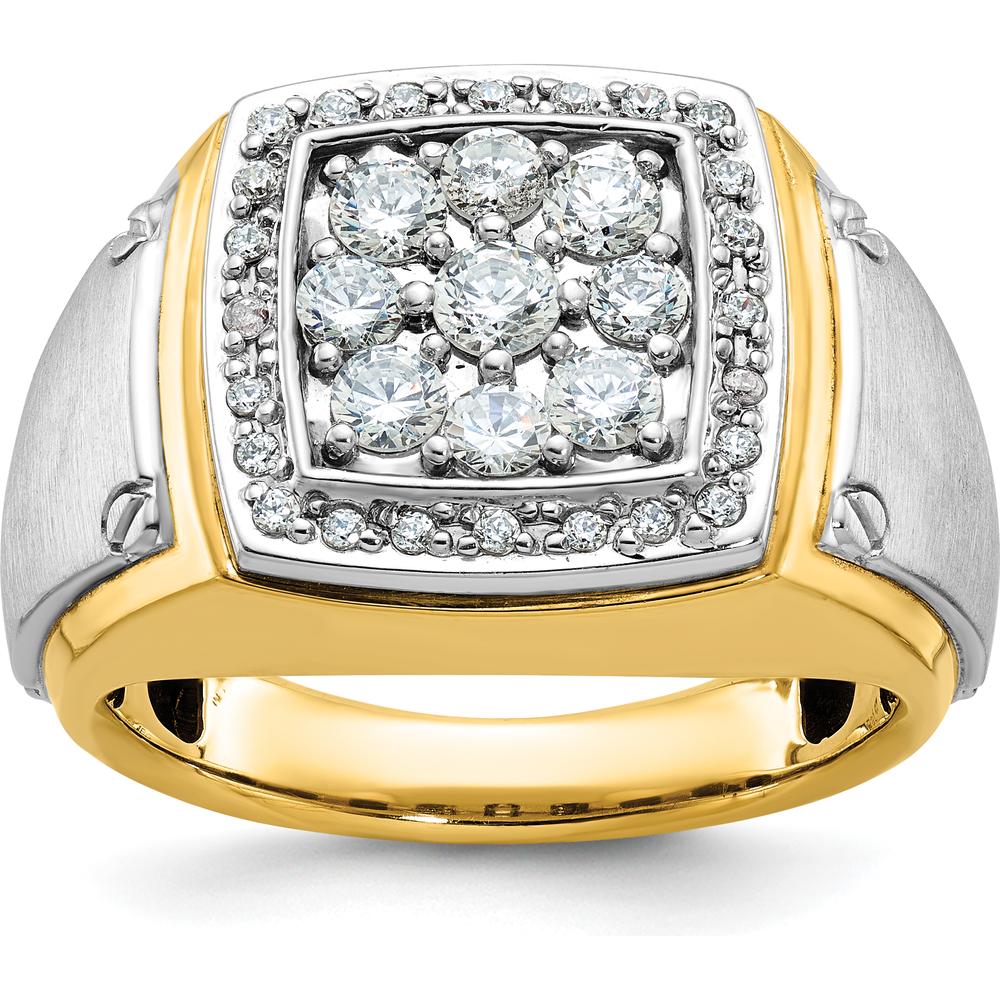 10K Two-Tone Men's Ring with 1 Carat A-Quality Diamond Square Cluster by IBGoodman