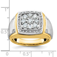 10K Two-Tone Men's Ring with 1 Carat A-Quality Diamond Square Cluster by IBGoodman