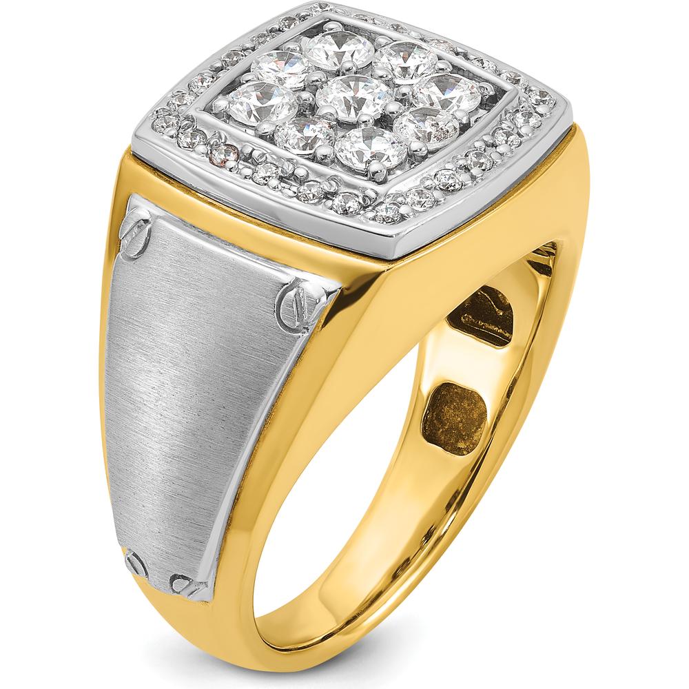 10K Two-Tone Men's Ring with 1 Carat A-Quality Diamond Square Cluster by IBGoodman