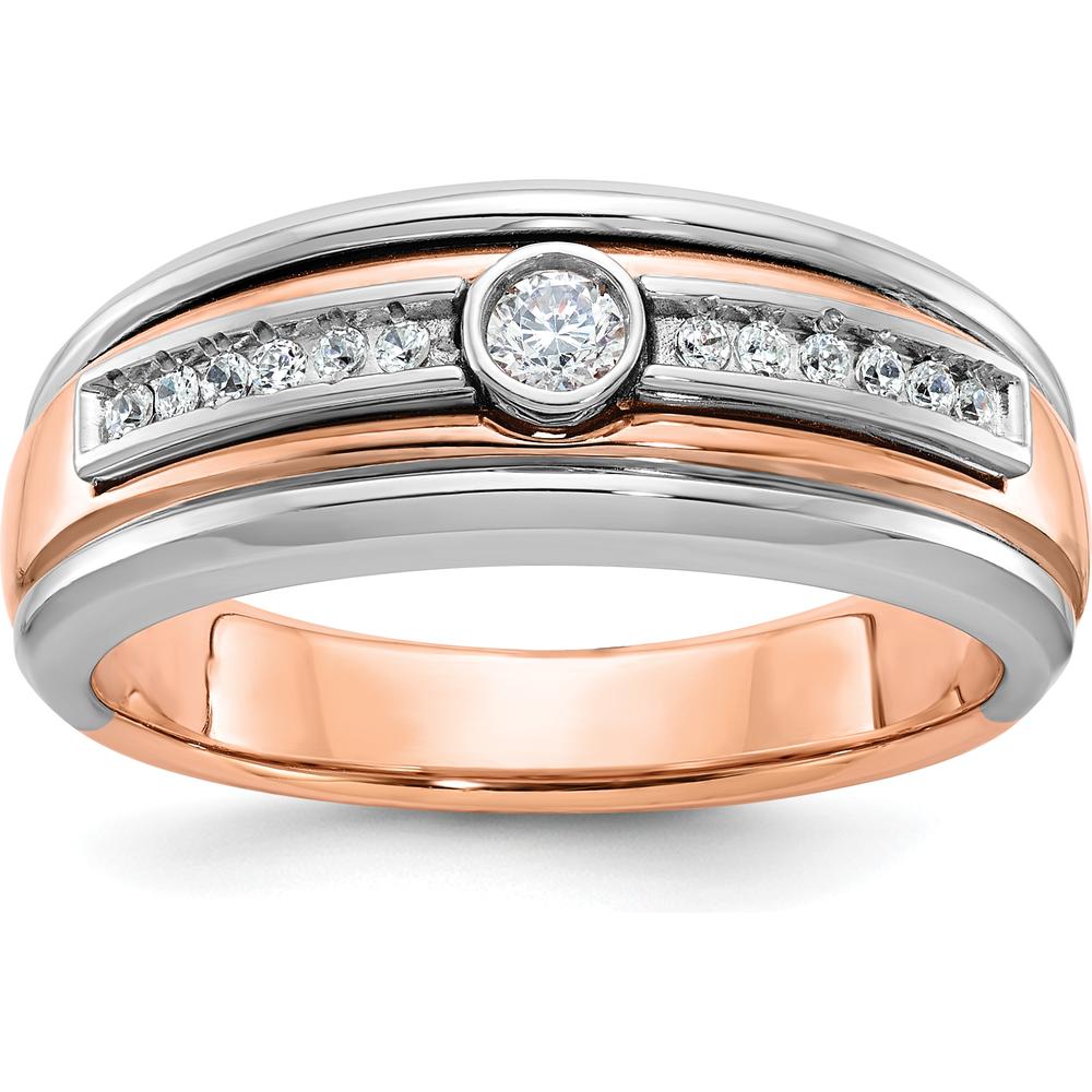 10K Two-Tone Men's Ring with Diamond Accent and Polished Finish by IBGoodman