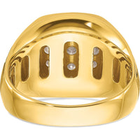 10K Two-Tone Men's Ring with Polished Satin Grooved Design by IBGoodman