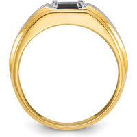 10K Two-Tone Men's Satin Onyx and Diamond Ring - 0.03 Carats Total Diamond Weight by IBGoodman