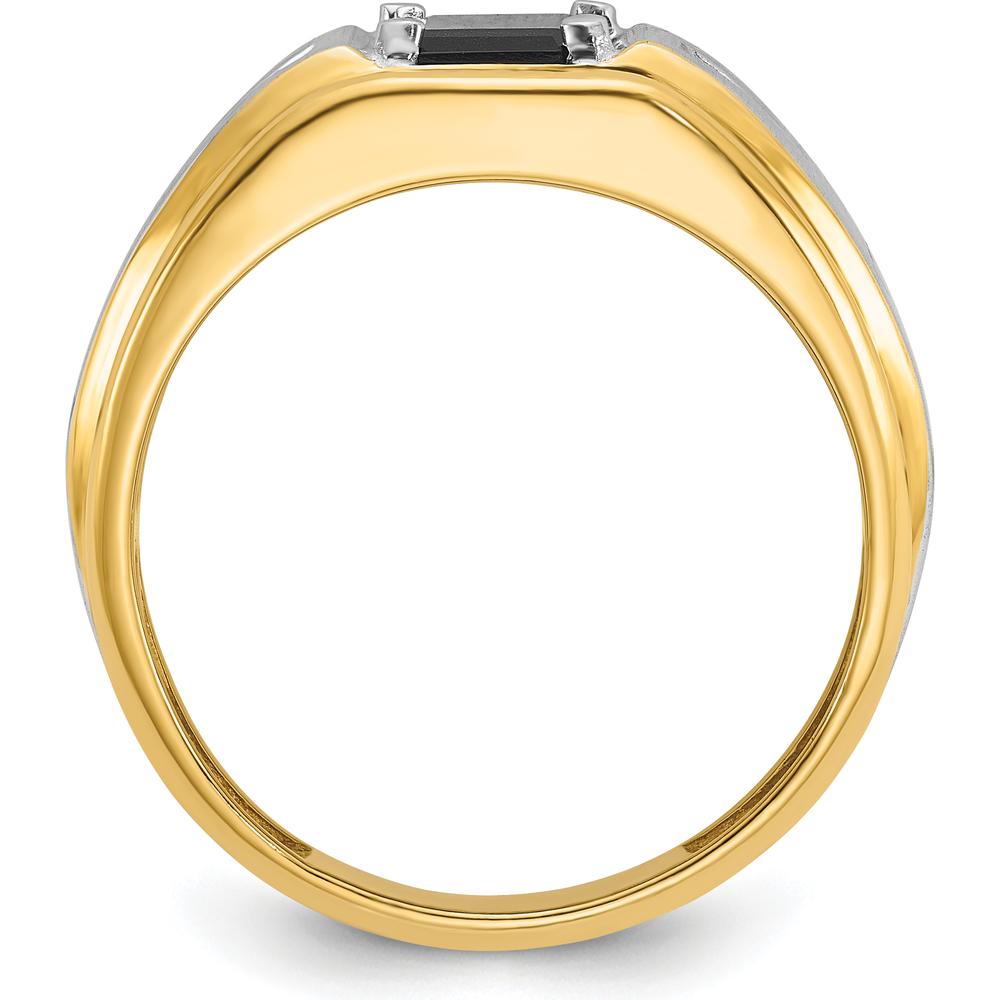 10K Two-Tone Men's Satin Onyx and Diamond Ring - 0.03 Carats Total Diamond Weight by IBGoodman