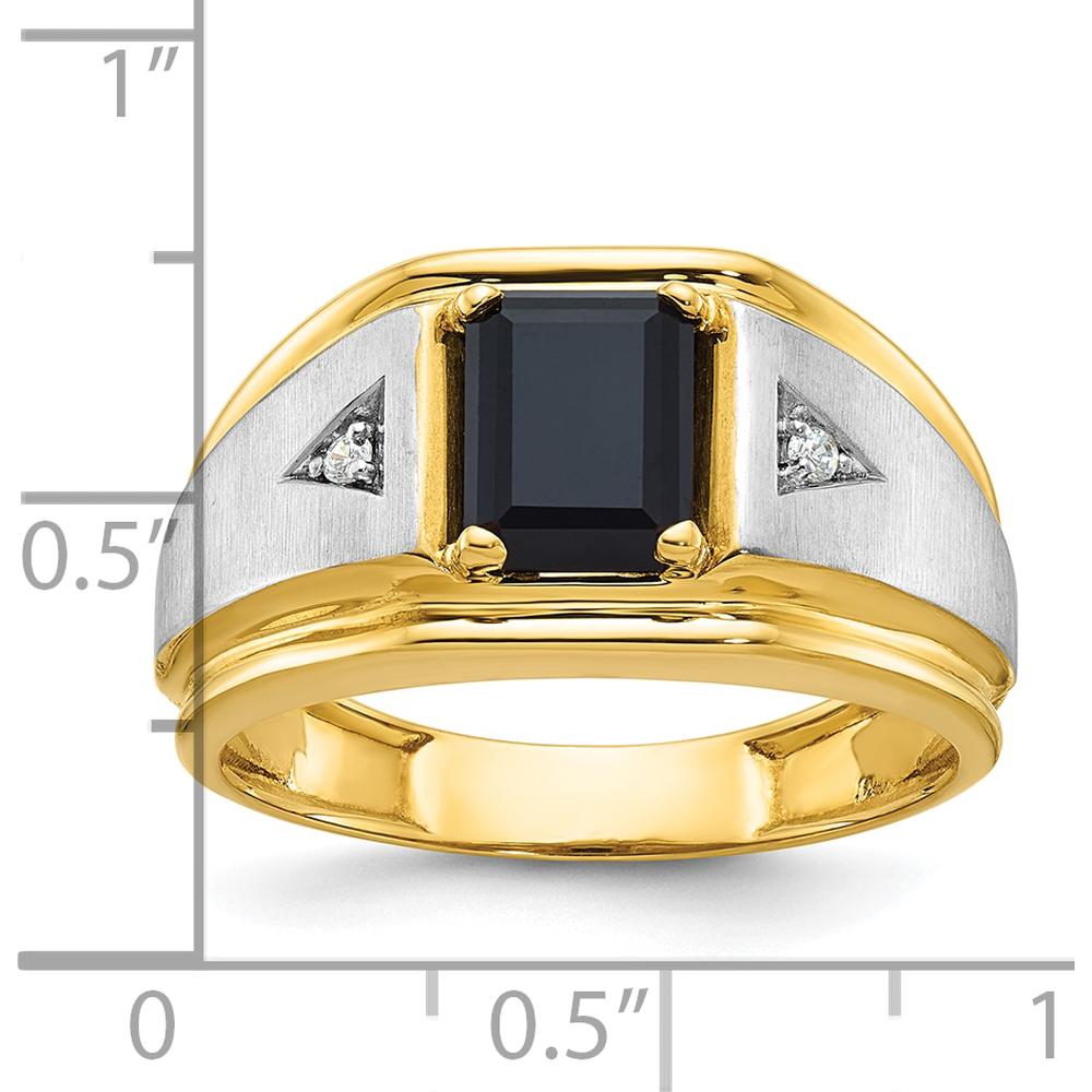 10K Two-Tone Men's Satin Onyx and Diamond Ring - 0.03 Carats Total Diamond Weight by IBGoodman