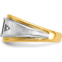 10K Two-Tone Men's Satin Onyx and Diamond Ring - 0.03 Carats Total Diamond Weight by IBGoodman