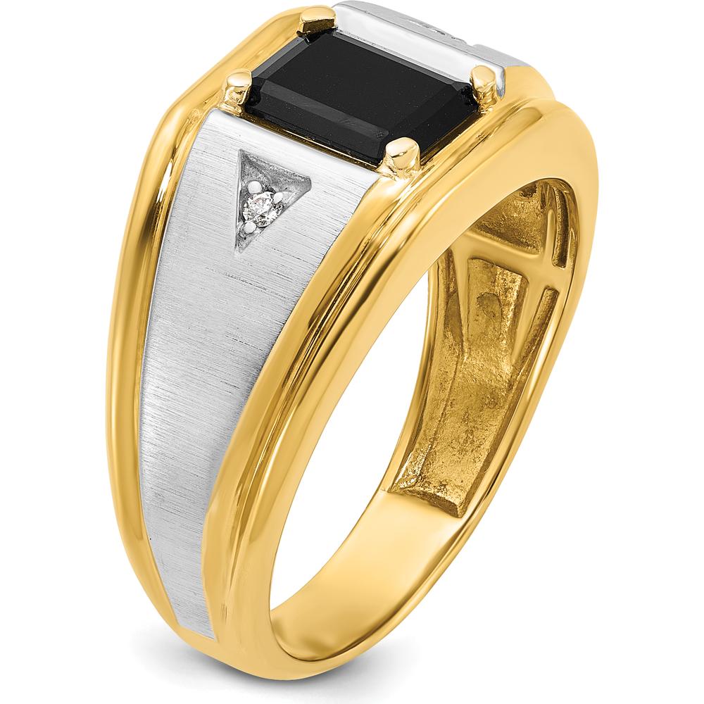10K Two-Tone Men's Satin Onyx and Diamond Ring - 0.03 Carats Total Diamond Weight by IBGoodman