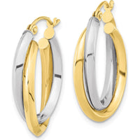 10K Two-Tone Polished Double Oval Hoop Earrings - 23.8mm Length
