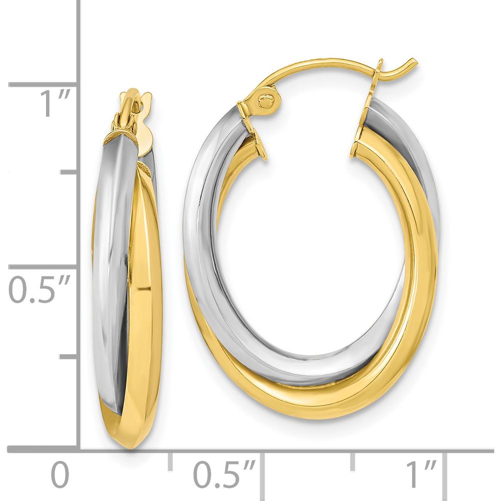 10K Two-Tone Polished Double Oval Hoop Earrings - 23.8mm Length